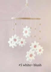 Mobiles pour lit de bébé neutres, décoration de chambre d'enfant, en feutre, faits à la main, motif floral de marguerite, en bois, pour berceau