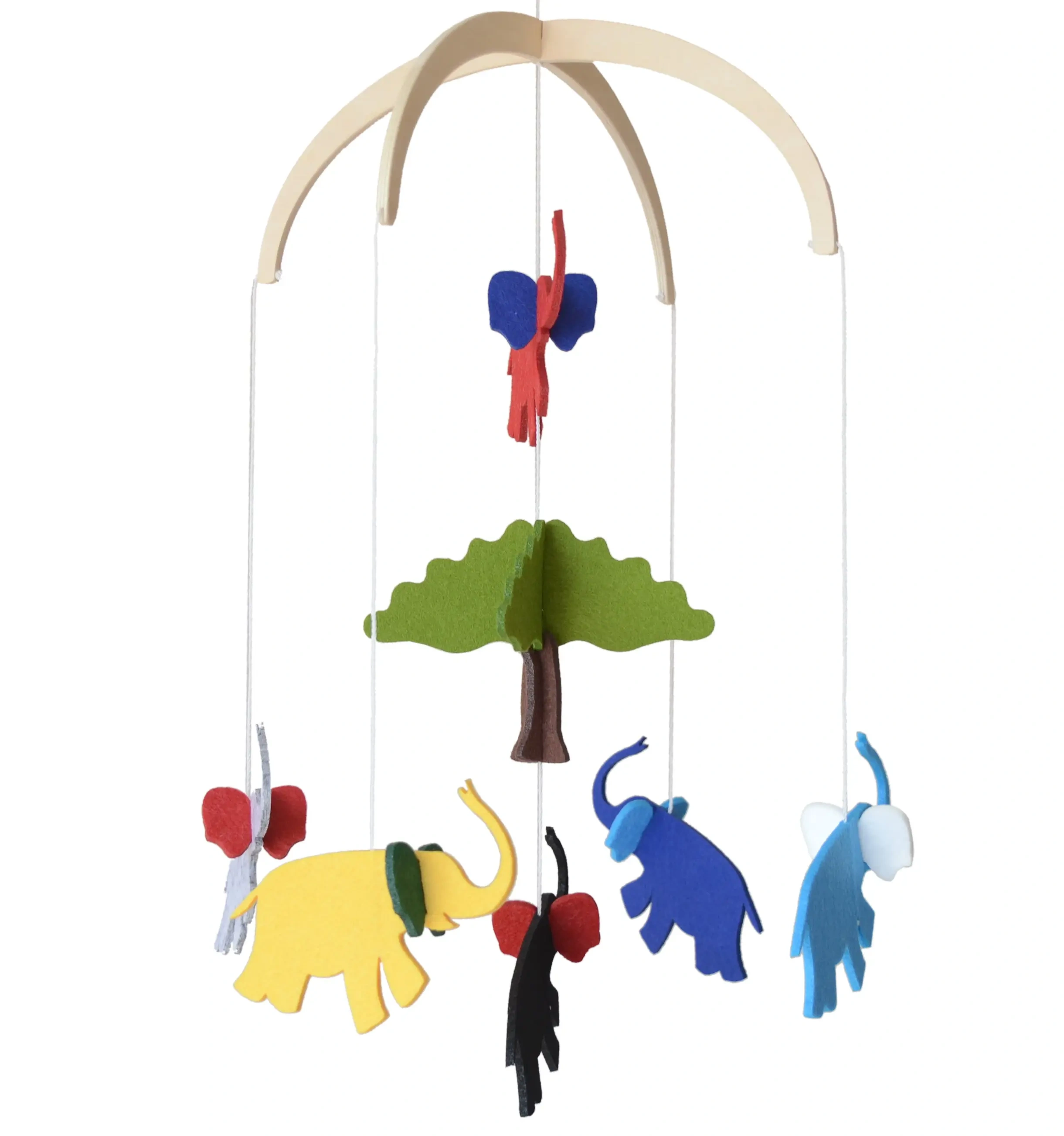 neutral bebe bedroom wall decor plush felt animals nursery cot hanging jungle safari baby mobile for boy and girl