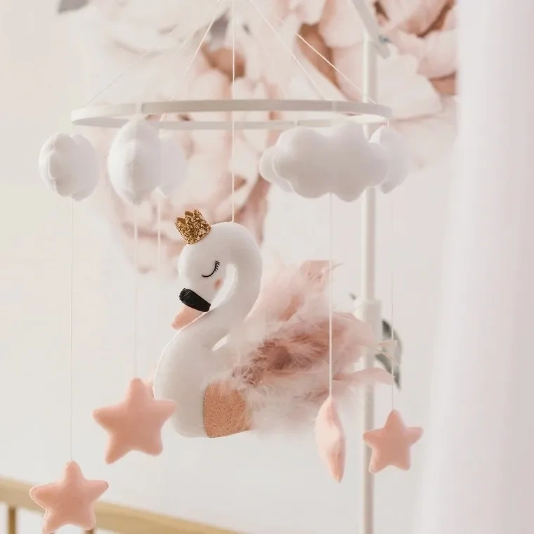 Hanging Swan Cloud Star Busy Nursery Felt Crib Baby Mobile