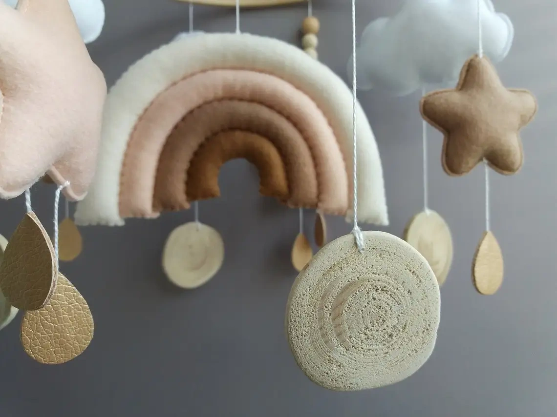 Handmade Hanging Rainbow Busy Nursery Felt Crib Baby Mobile