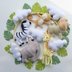 حشو يدوي الصنع من مادة اللباد RPET حيوانات السفاري حضانة سرير أطفال متحرك