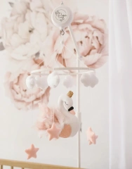 Mobile suspendu en feutre pour berceau de bébé avec cygne, nuage, étoile