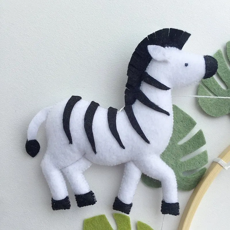 handmade stuffing RPET felt safari animals nursery baby crib mobile