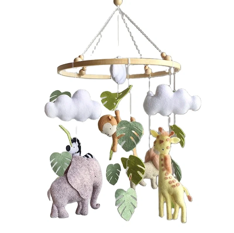 handmade stuffing RPET felt safari animals nursery baby crib mobile
