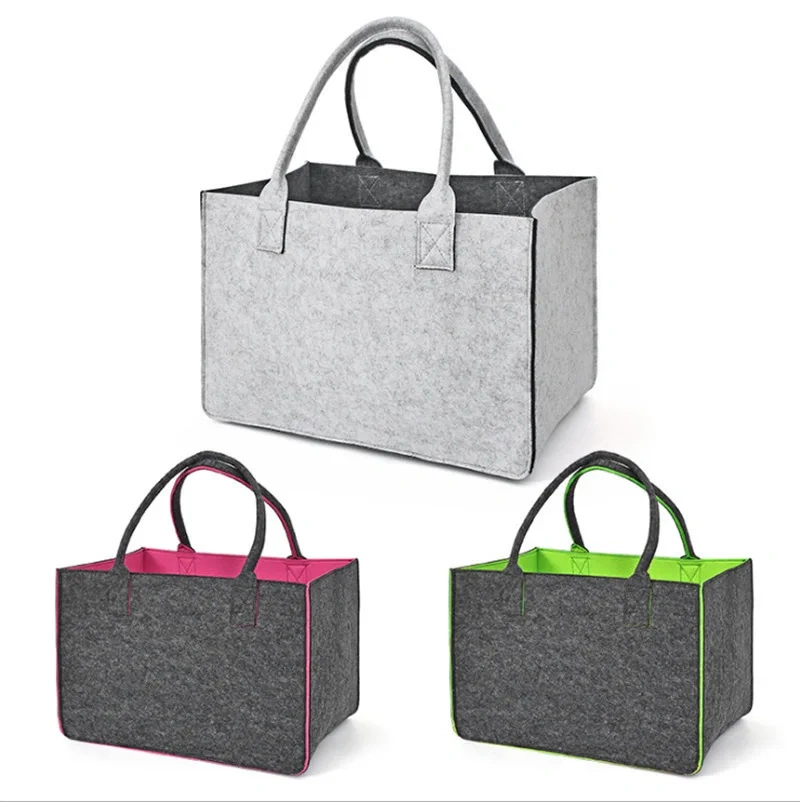 Custom Fashion Reusable Sturdy Dual Color Felt Storage Bag