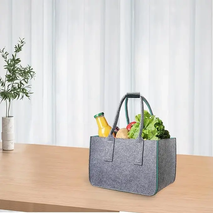 Progift Eco Fashion New Turquoise Grey Women Felt Tote Bags