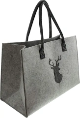 Bolsa de compras de fieltro reutilizable y barata con logotipo personalizado y asas