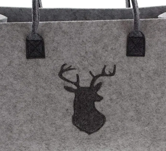 Bolsa de compras de fieltro reutilizable y barata con logotipo personalizado y asas