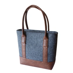 حقيبة تسوق مخصصة قابلة لإعادة الاستخدام مصنوعة من اللباد مع مقابض من البولي يوريثين