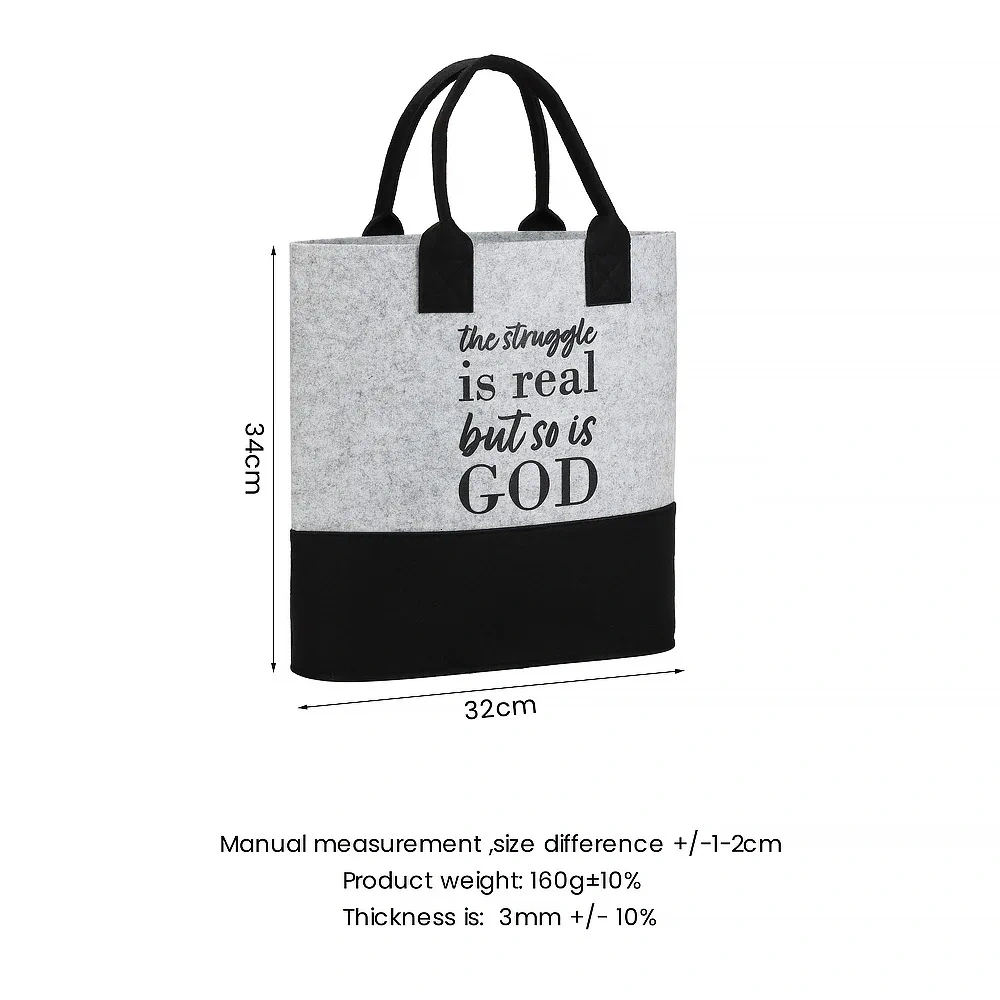 Progift Fashion Reusable Sturdy Dual Color Felt Shopper Bag
