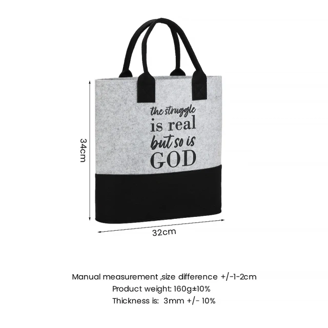 Bolsa de compras reutilizable y resistente de fieltro de dos colores de Progift Fashion