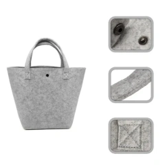 Túi Tote Mua Sắm Vải Nỉ Lớn Có Thể Gấp Lại Có Thể Tái Sử Dụng Bền Màu Xám