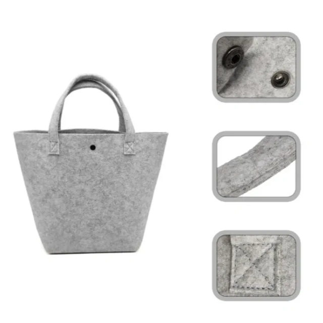 Túi Tote Mua Sắm Vải Nỉ Lớn Có Thể Gấp Lại Có Thể Tái Sử Dụng Bền Màu Xám