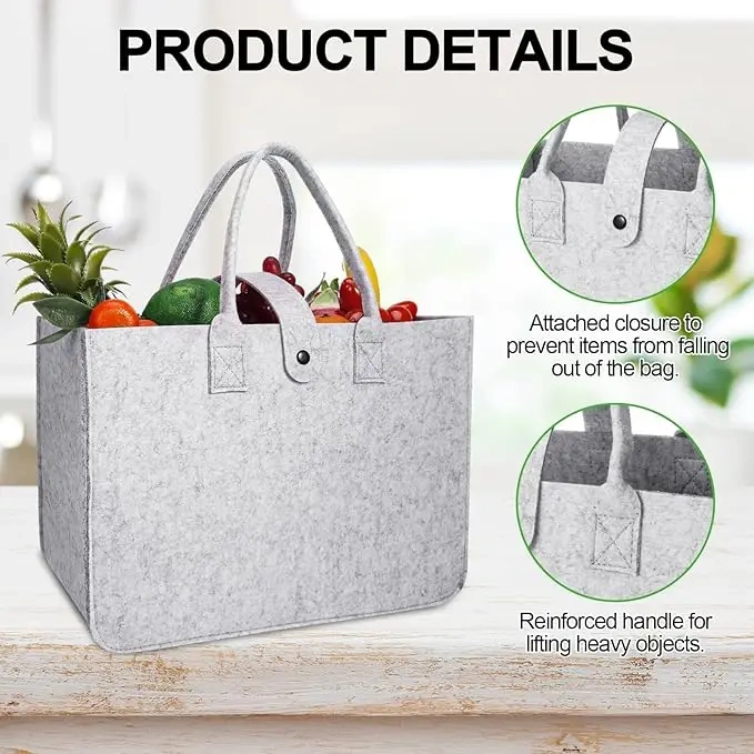 wholesale new multicolor custom foldable reusable shopper handle carrying toys shopping going out storage felt bag