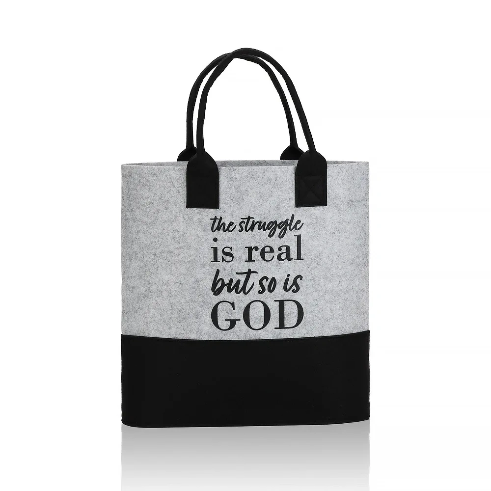 new style heavy duty casual custom logo portable shop felt hand ladies wholesale bags, women's tote bags