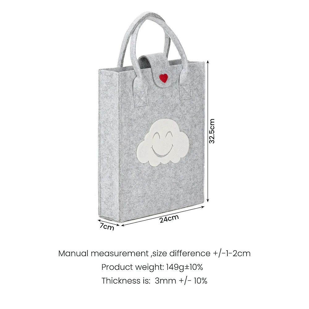 Reusable Durable Large Felt Tote Shopping Bag with Handles