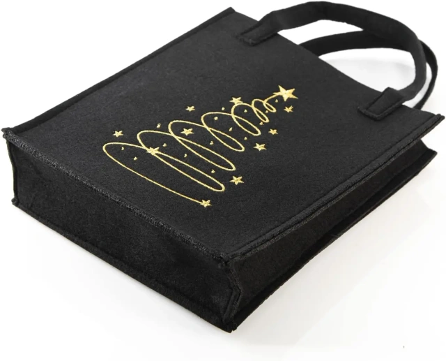 Bolsas de fieltro para compras, de lujo, recicladas, sostenibles, pequeñas, de oro negro, edición nueva de 2024