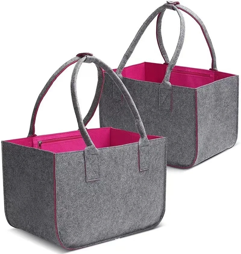 Custom Fashion Reusable Sturdy Dual Color Felt Storage Bag