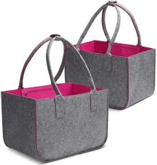 حقيبة تخزين متينة قابلة لإعادة الاستخدام ومصنوعة من اللباد ثنائي اللون بتصميم مخصص