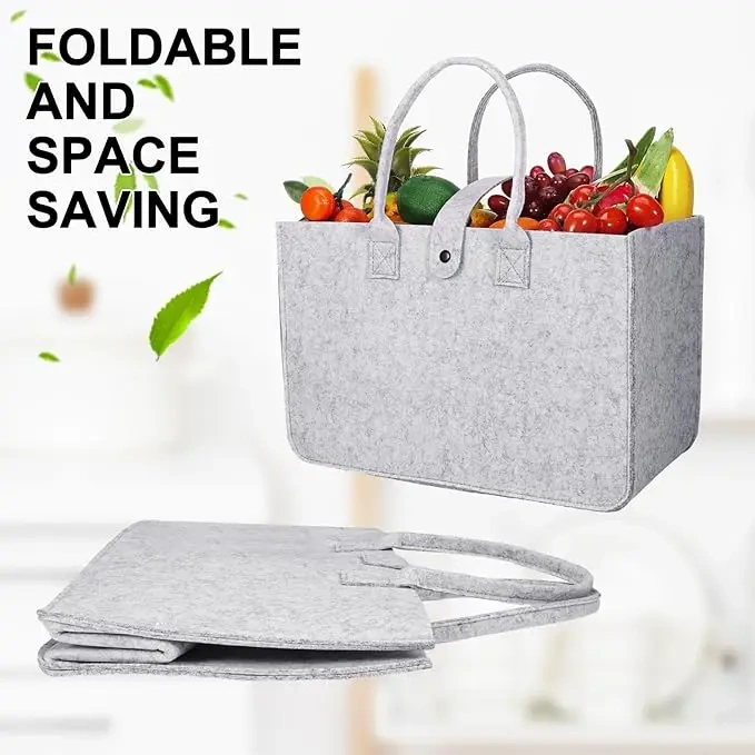 wholesale new multicolor custom foldable reusable shopper handle carrying toys shopping going out storage felt bag