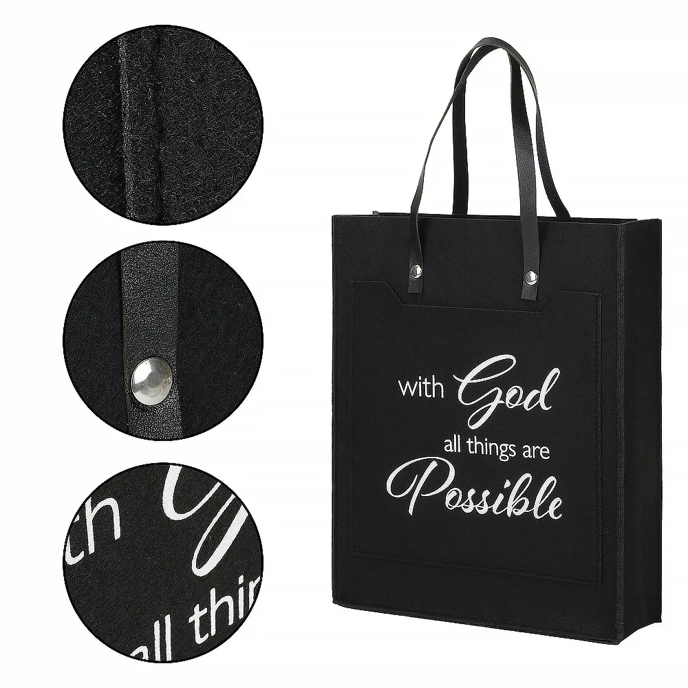 wholesale products handmade grey thick 2024 handbag custom large polyester felt shopping tote bags for women