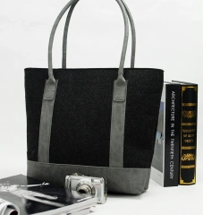 حقيبة تسوق مخصصة قابلة لإعادة الاستخدام مصنوعة من اللباد مع مقابض من البولي يوريثين