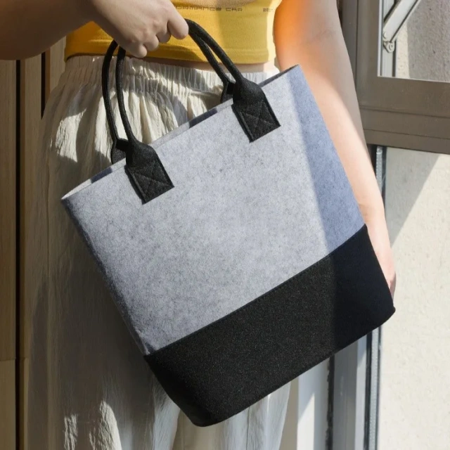 Bolsa de compras reutilizable y resistente de fieltro de dos colores de Progift Fashion