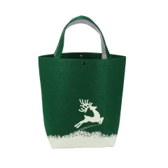 Bolsa de compras reutilizable y duradera de fieltro verde con botón