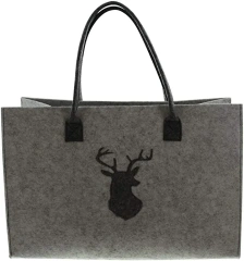 Bolsa de compras de fieltro reutilizable y barata con logotipo personalizado y asas