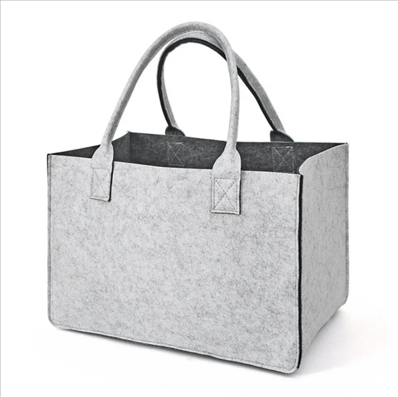 Custom Fashion Reusable Sturdy Dual Color Felt Storage Bag