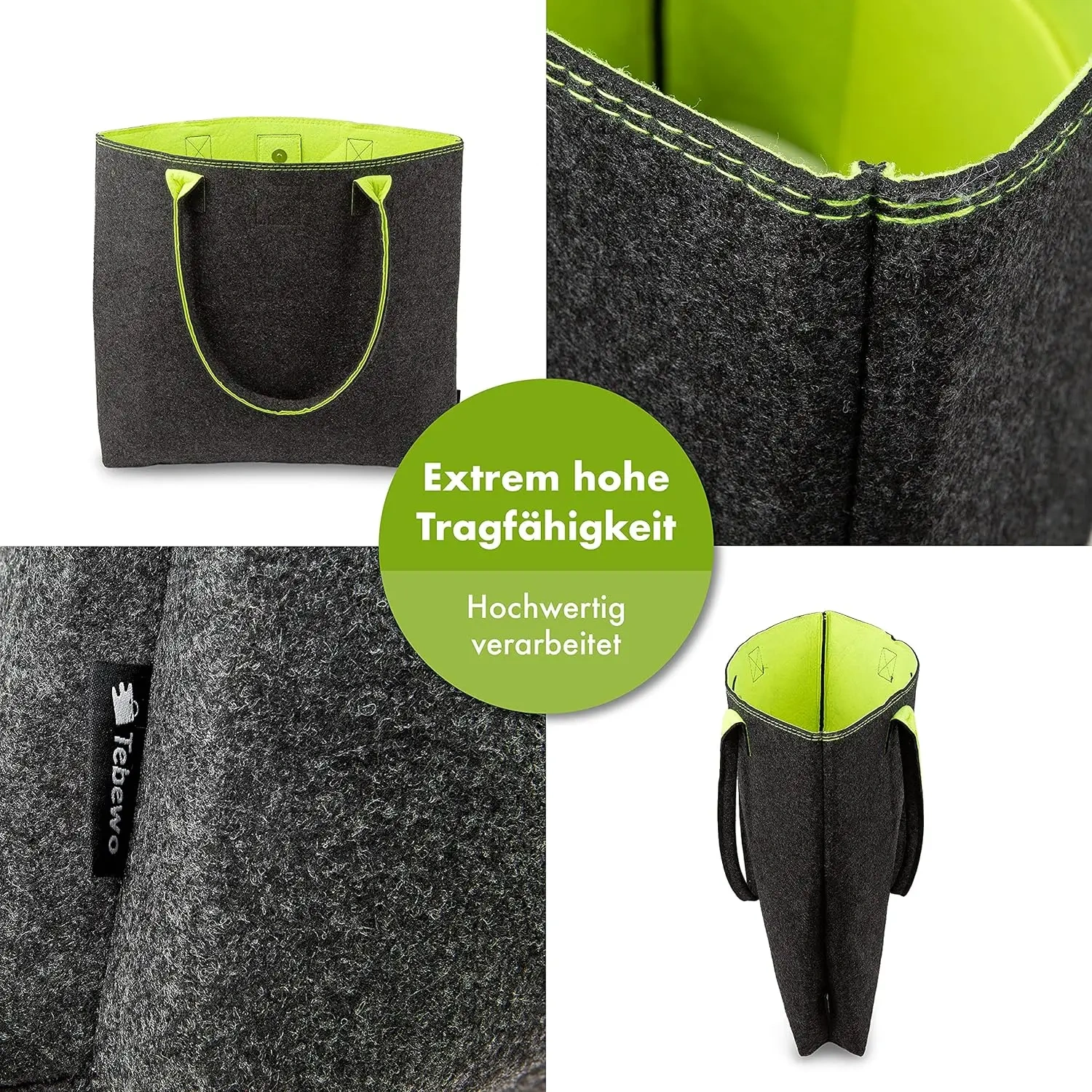 wholesale custom foldable lockable versatile large firewood storing wood shopping handle basket carrying felt bags