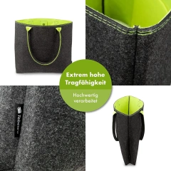 atacado personalizado dobrável com fechadura versátil grande lenha armazenamento madeira alça cesta de compras carregando sacos de feltro