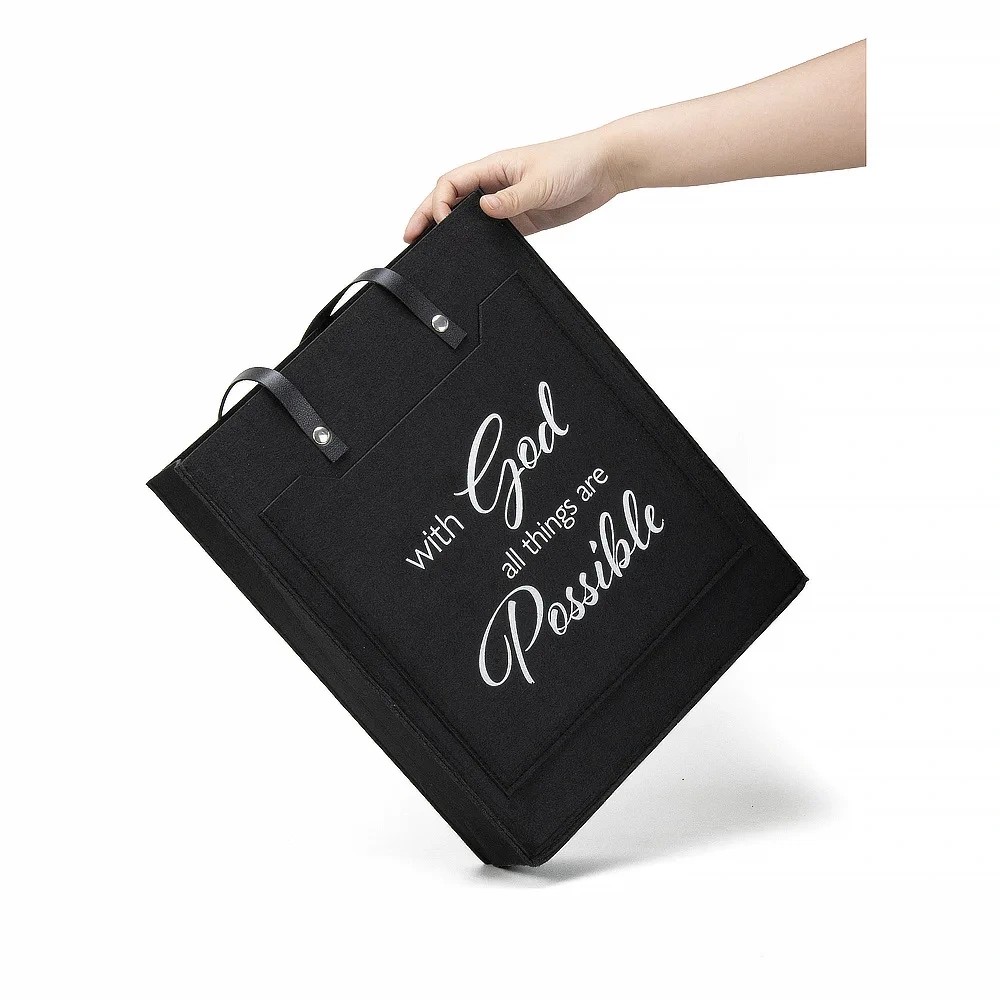 wholesale products handmade grey thick 2024 handbag custom large polyester felt shopping tote bags for women