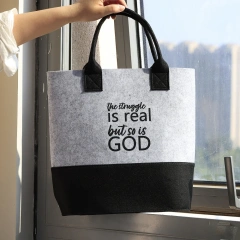 Bolsa de compras reutilizable y resistente de fieltro de dos colores de Progift Fashion