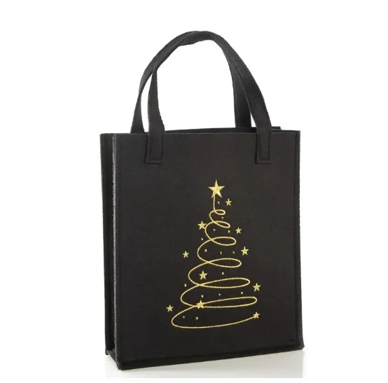 2024 new edition black gold small sustainable recycle luxury gift christmas packaging shopping shopper felt bags