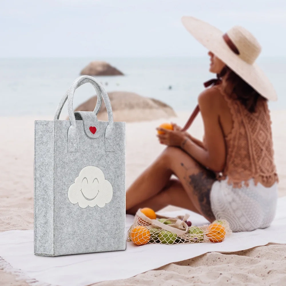 Reusable Durable Large Felt Tote Shopping Bag with Handles