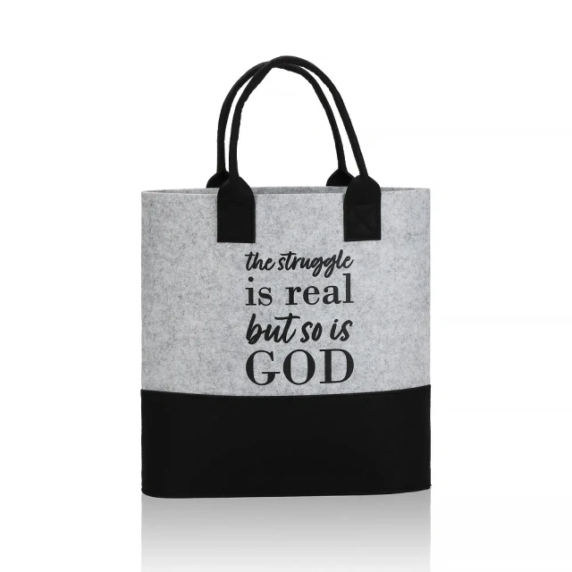 Bolsa de compras reutilizable y resistente de fieltro de dos colores de Progift Fashion