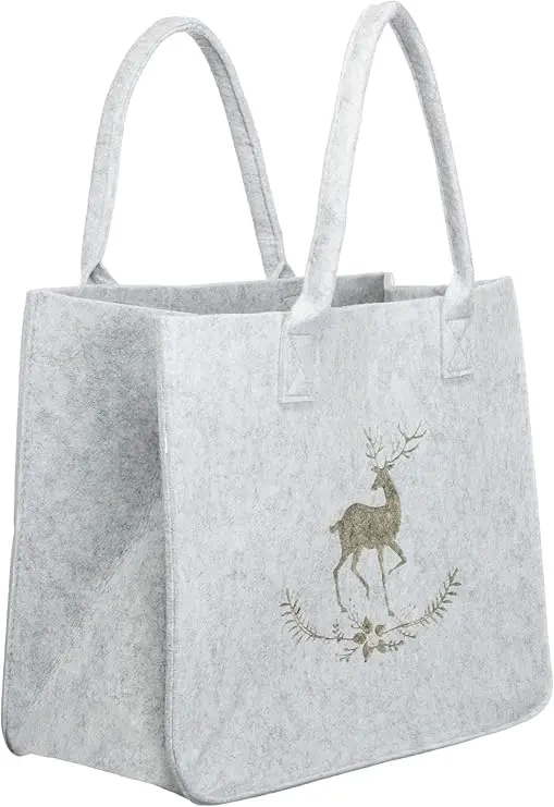 hot selling new style creative women men deer embossing business travel shopping basket leisure shoulder felt bag