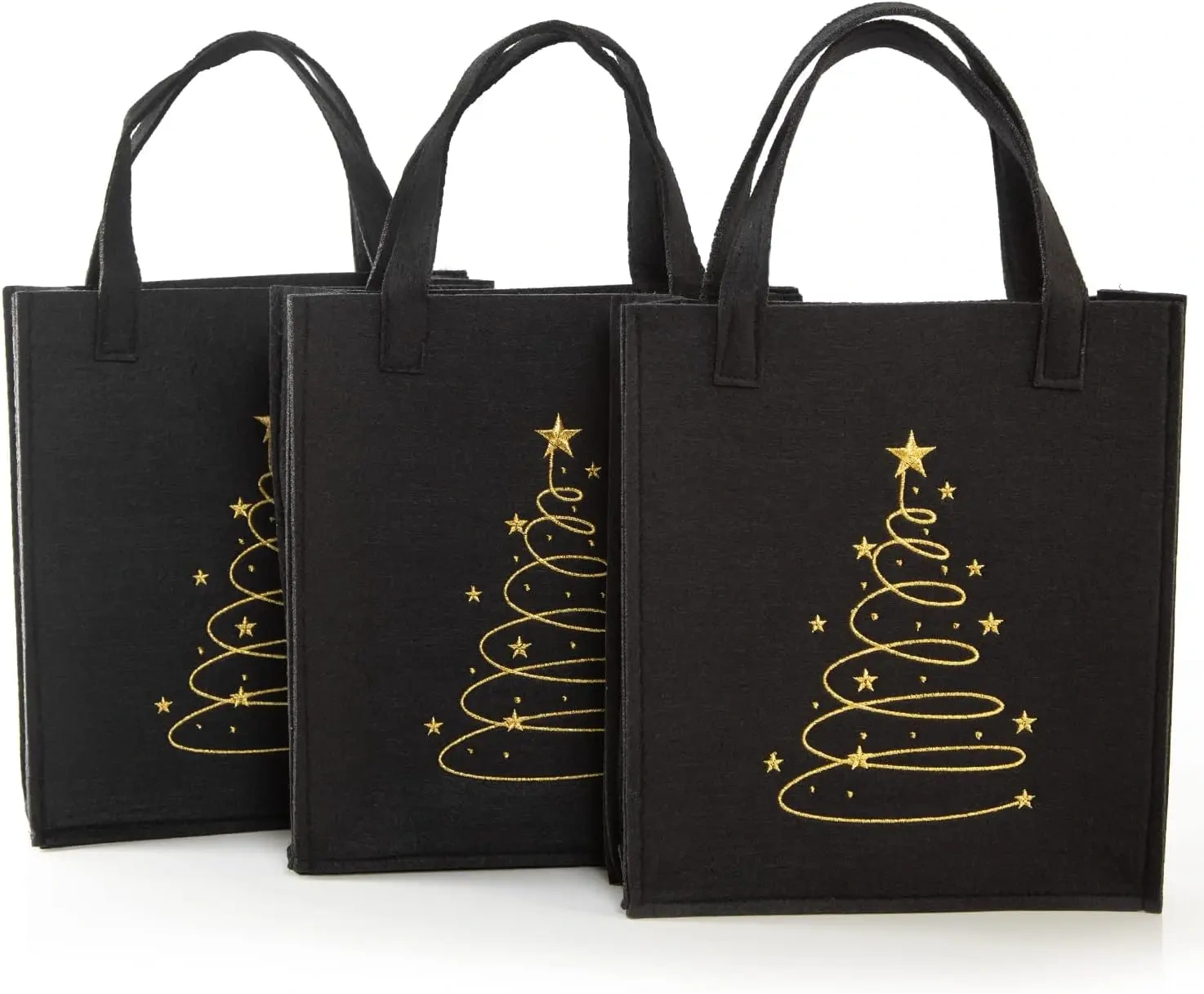 2024 new edition black gold small sustainable recycle luxury gift christmas packaging shopping shopper felt bags