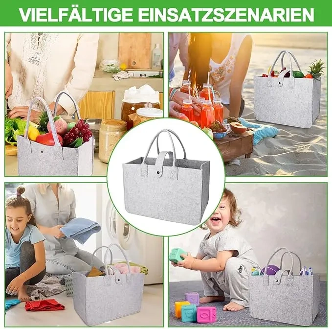 wholesale new multicolor custom foldable reusable shopper handle carrying toys shopping going out storage felt bag