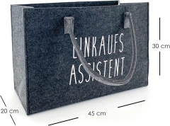 Sản phẩm mới năm 2024 100% tự nhiên đa năng giỏ đựng đồ mua sắm tay cầm trợ lý mua sắm túi nỉ than chì