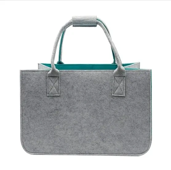 Progift Eco Fashion New Turquoise Grey Women Felt Tote Bags