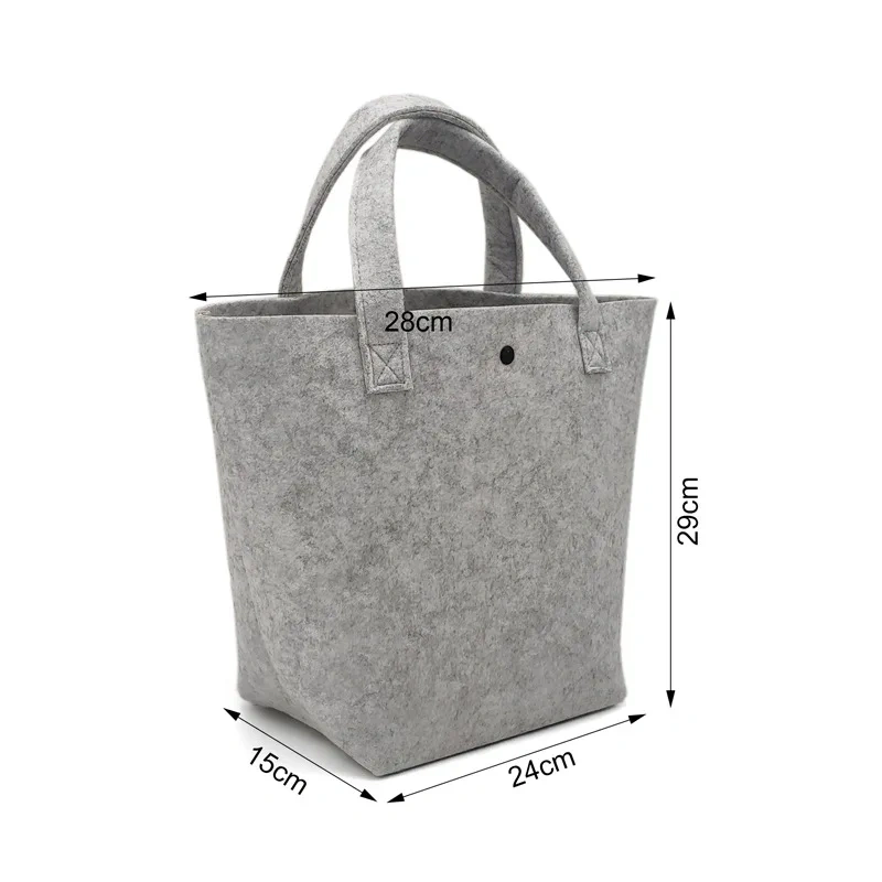 Foldable Reusable Durable Grey Large Felt Tote Shopping Bag