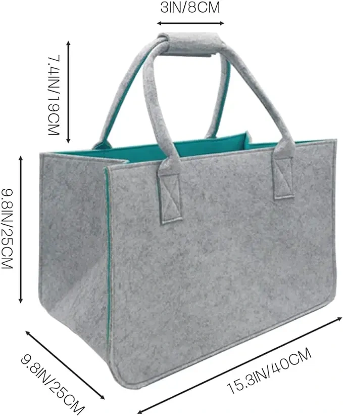Progift Eco Fashion New Turquoise Grey Women Felt Tote Bags