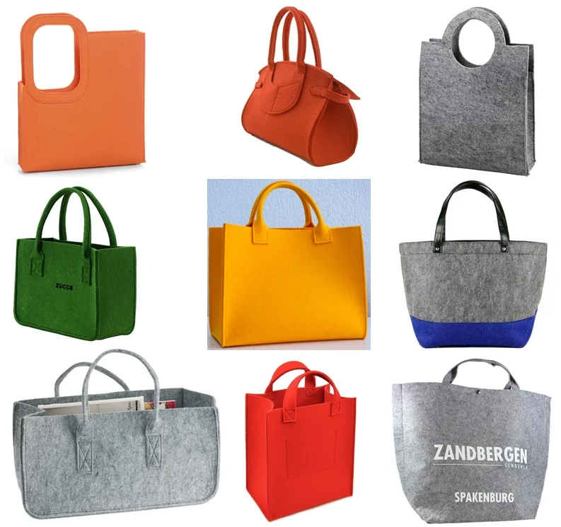 fashion recycled RPET felt customised gentle women's tote bags shoulder bag for college shopping gift toy wine food storage