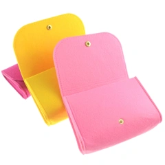 Trousse à maquillage en feutre Progift Fashion avec fermeture à bouton et rabat à soufflet