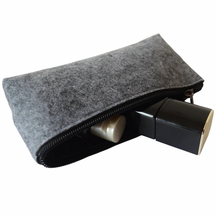 Custom logo felt cosmetic bag high quality travel storage wash toiletry bags pouch makeup bag for women
