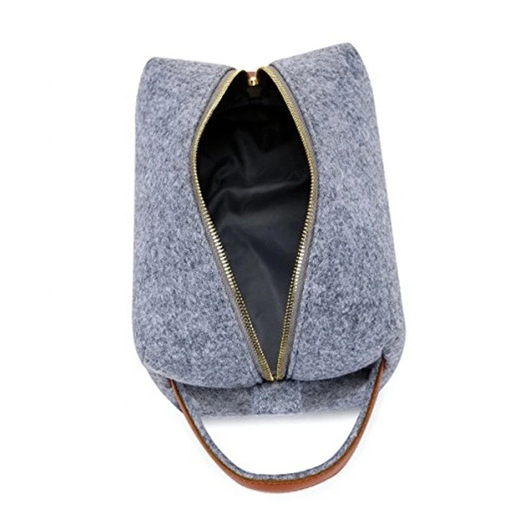 Dad personalized gift eco friendly logo felt pencil case wholesale dopp kit cosmetic travel hanging men toiletry bag