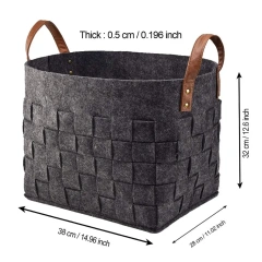 Productos chinos de calidad, tejido de fieltro de poliéster personalizado, bolsas de almacenamiento de lavandería para el hogar de color gris oscuro, contenedores, cestas, organizador