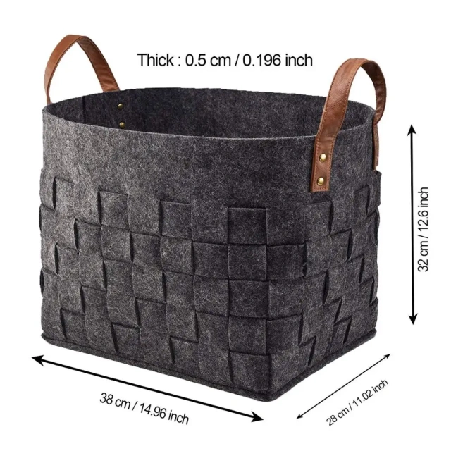 Productos chinos de calidad, tejido de fieltro de poliéster personalizado, bolsas de almacenamiento de lavandería para el hogar de color gris oscuro, contenedores, cestas, organizador